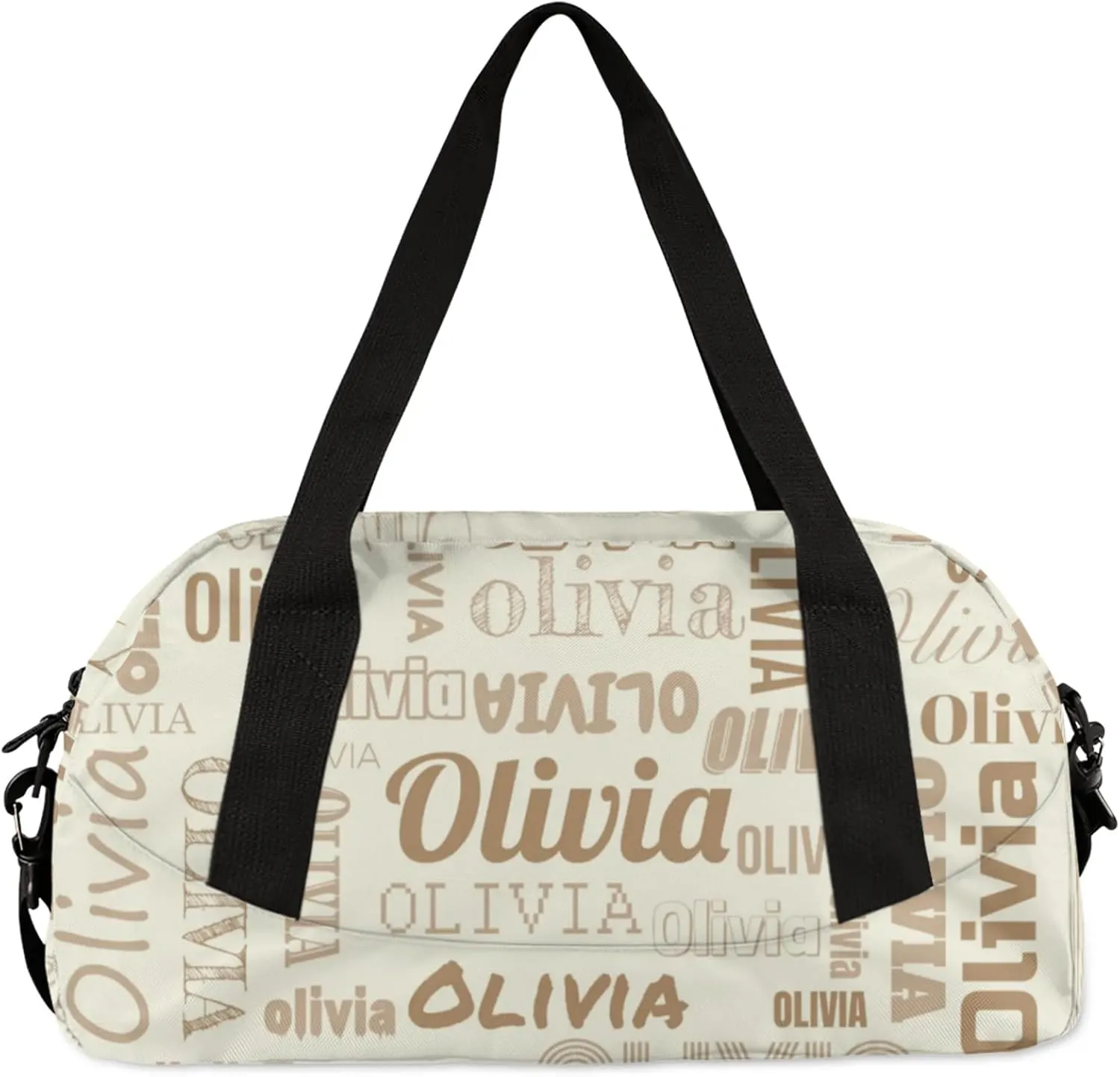 Personalized Duffel Bag with Name Custom Travel Sports Bag for Women Men Waterproof Dance Ballet Bag Lightweight 18.5in, Beige