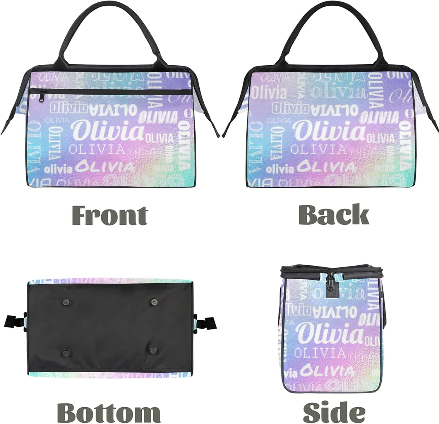 Personalized Gym Duffel Bag with Name Custom Travel Sports Bag for Women Men Waterproof Dance Ballet Bag Lightweight 15.2in, Gradient Blue Purple