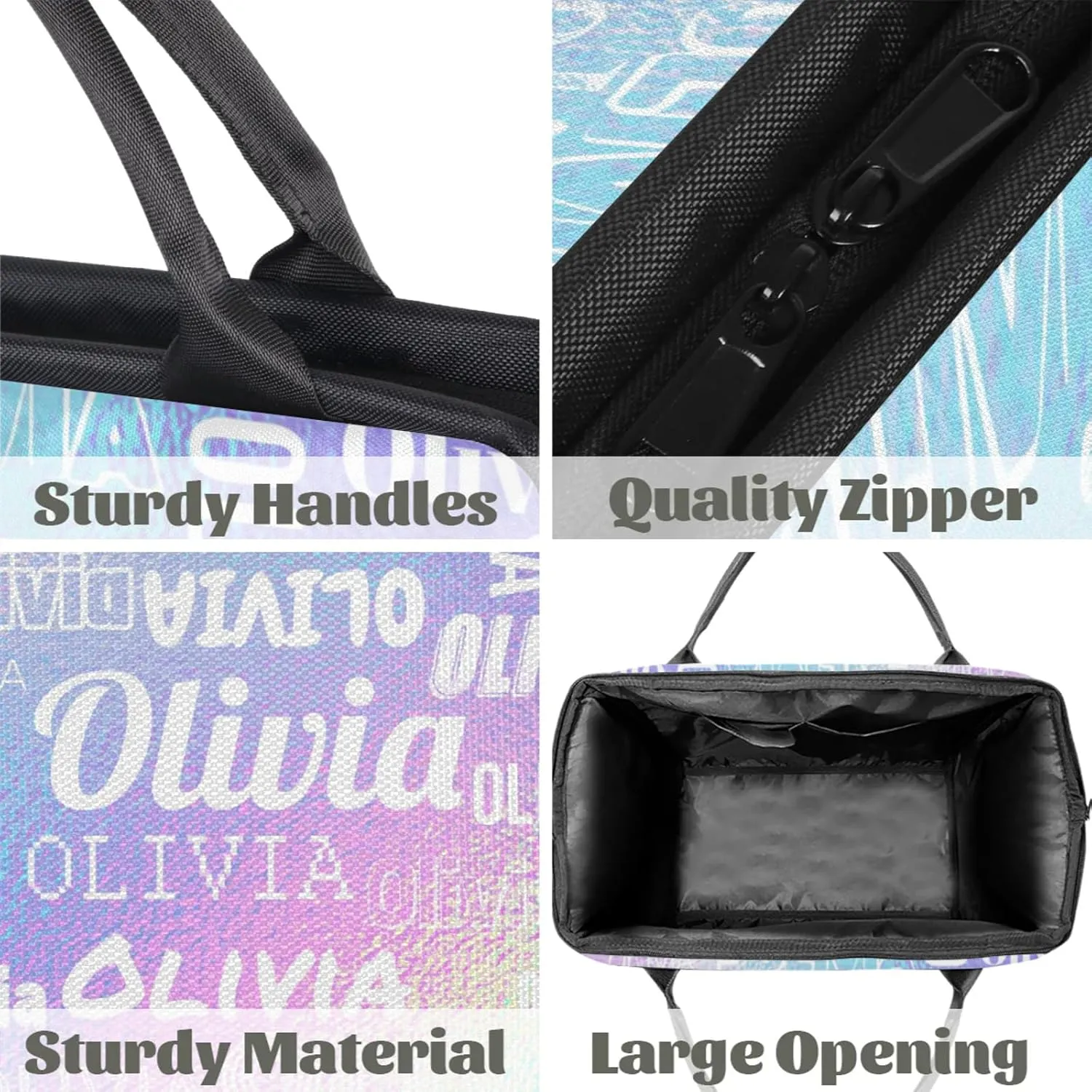 Personalized Gym Duffel Bag with Name Custom Travel Sports Bag for Women Men Waterproof Dance Ballet Bag Lightweight 15.2in, Gradient Blue Purple