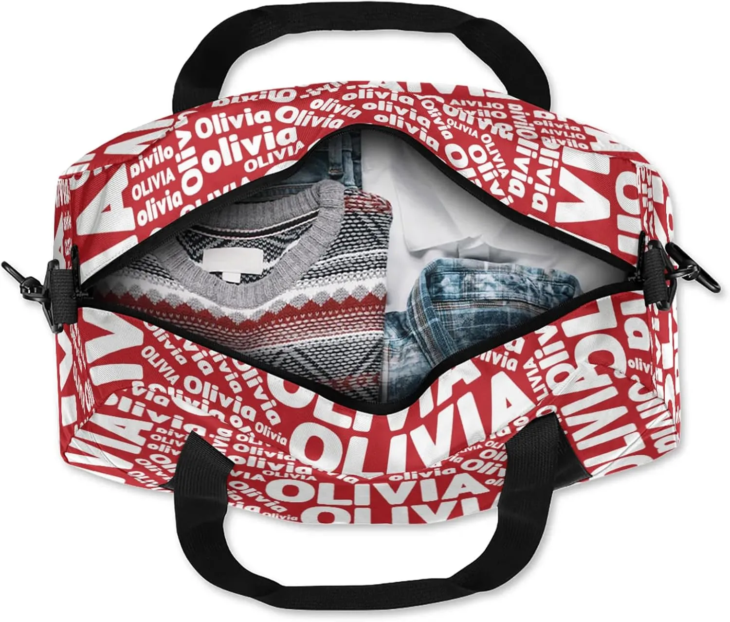 Personalized Gym Sport Duffel Bag with Name Custom Travel Overnight Bag Waterproof Customized Dance Bag Carry-On Tote 18.5in, Dark Red