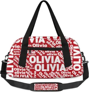 Personalized Gym Sport Duffel Bag with Name Custom Travel Overnight Bag Waterproof Customized Dance Bag Carry-On Tote 18.5in, Dark Red