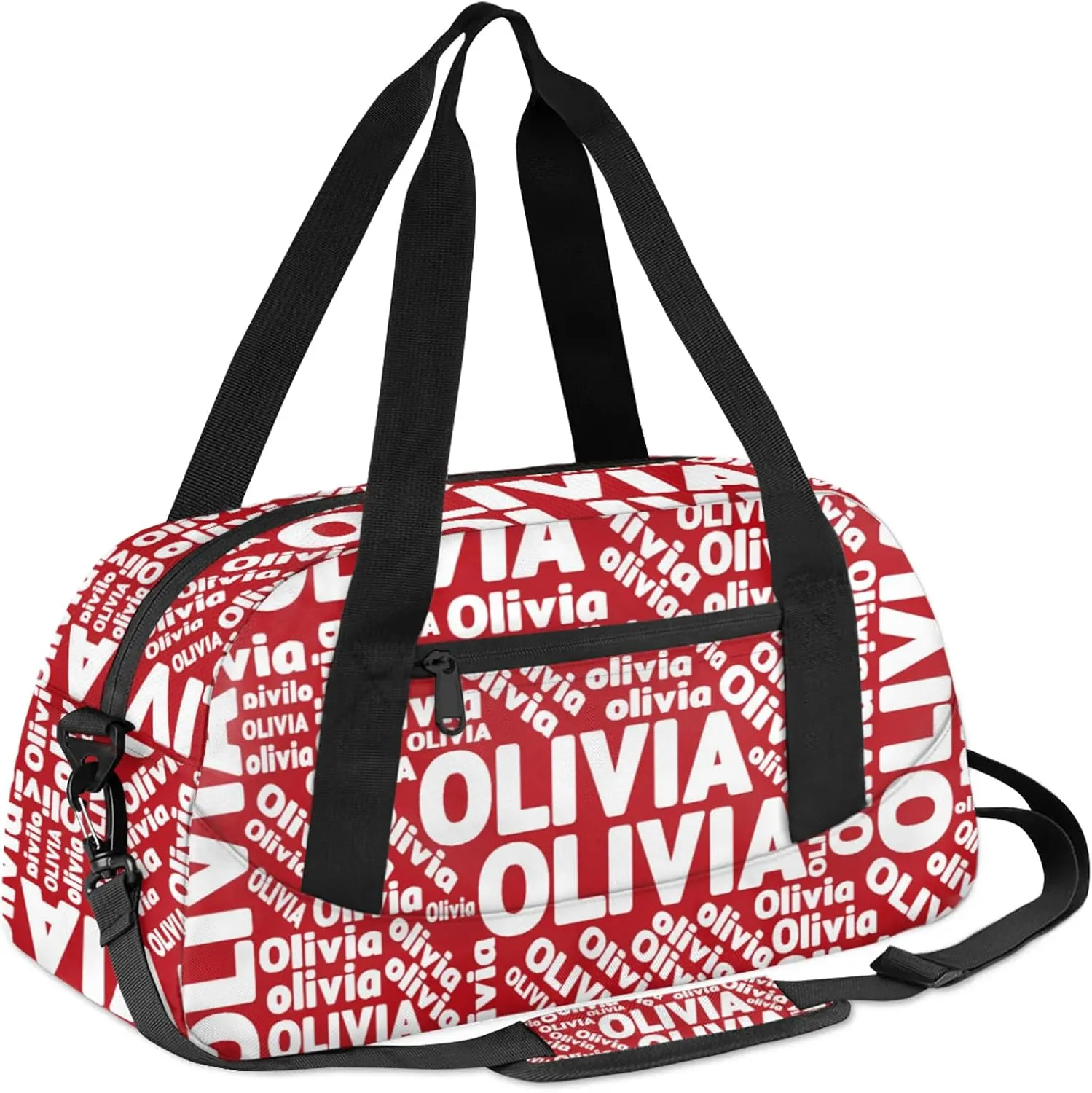 Personalized Gym Sport Duffel Bag with Name Custom Travel Overnight Bag Waterproof Customized Dance Bag Carry-On Tote 18.5in, Dark Red