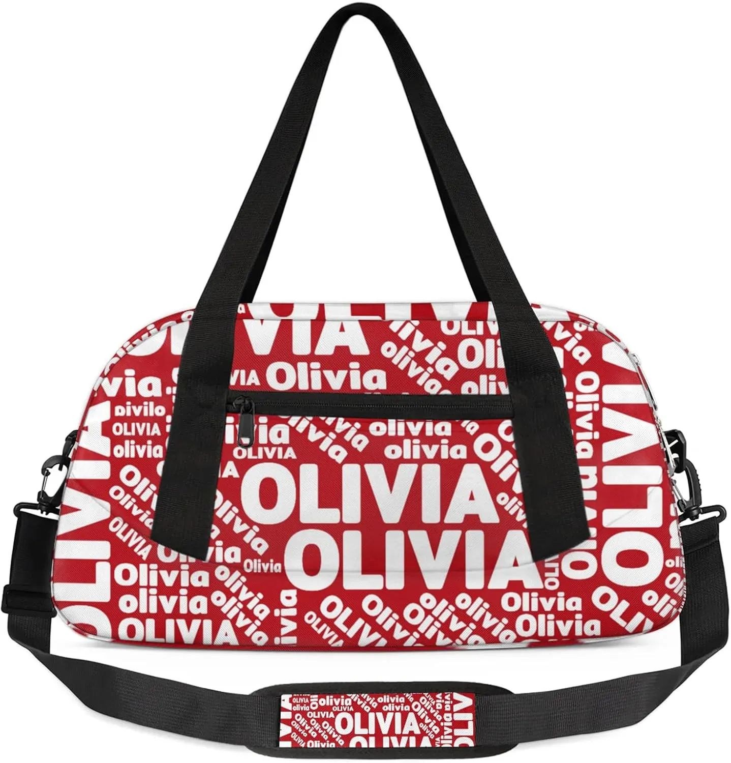 Personalized Gym Sport Duffel Bag with Name Custom Travel Overnight Bag Waterproof Customized Dance Bag Carry-On Tote 18.5in, Dark Red