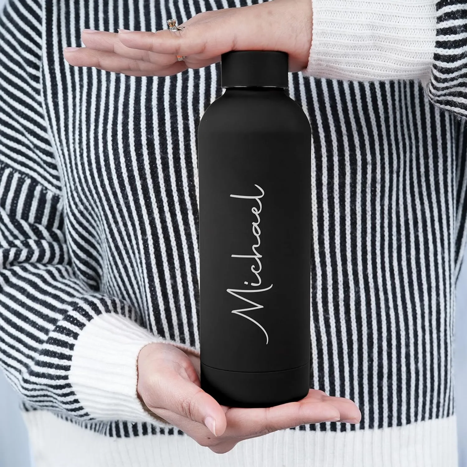 Personalized Radiant Hydrate Vacuum Insulated Water Bottle, 500ml | 12 Hours Hot & Cold | Easy To Carry | Leak Proof | Rust Proof | Office, Gym, Home, Kitchen, Travel Bottle (Black)