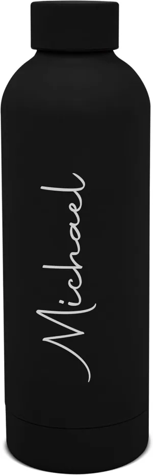 Personalized Radiant Hydrate Vacuum Insulated Water Bottle, 500ml | 12 Hours Hot & Cold | Easy To Carry | Leak Proof | Rust Proof | Office, Gym, Home, Kitchen, Travel Bottle (Black)