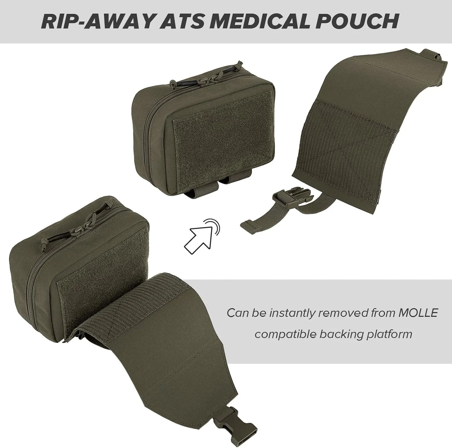 PETAC GEAR Tactical Rip Away Medical Pouch Tear Off First Aid IFAK Pouch Molle & Belt Horizontal Outdoor Emergency Survival Bag …