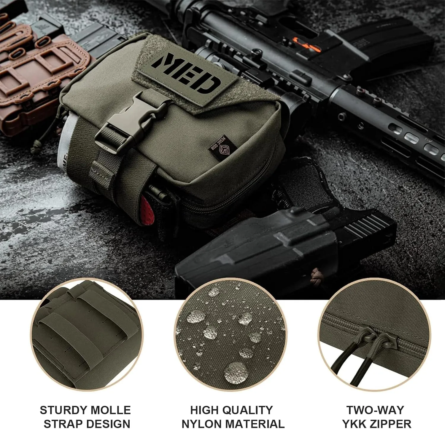 PETAC GEAR Tactical Rip Away Medical Pouch Tear Off First Aid IFAK Pouch Molle & Belt Horizontal Outdoor Emergency Survival Bag …