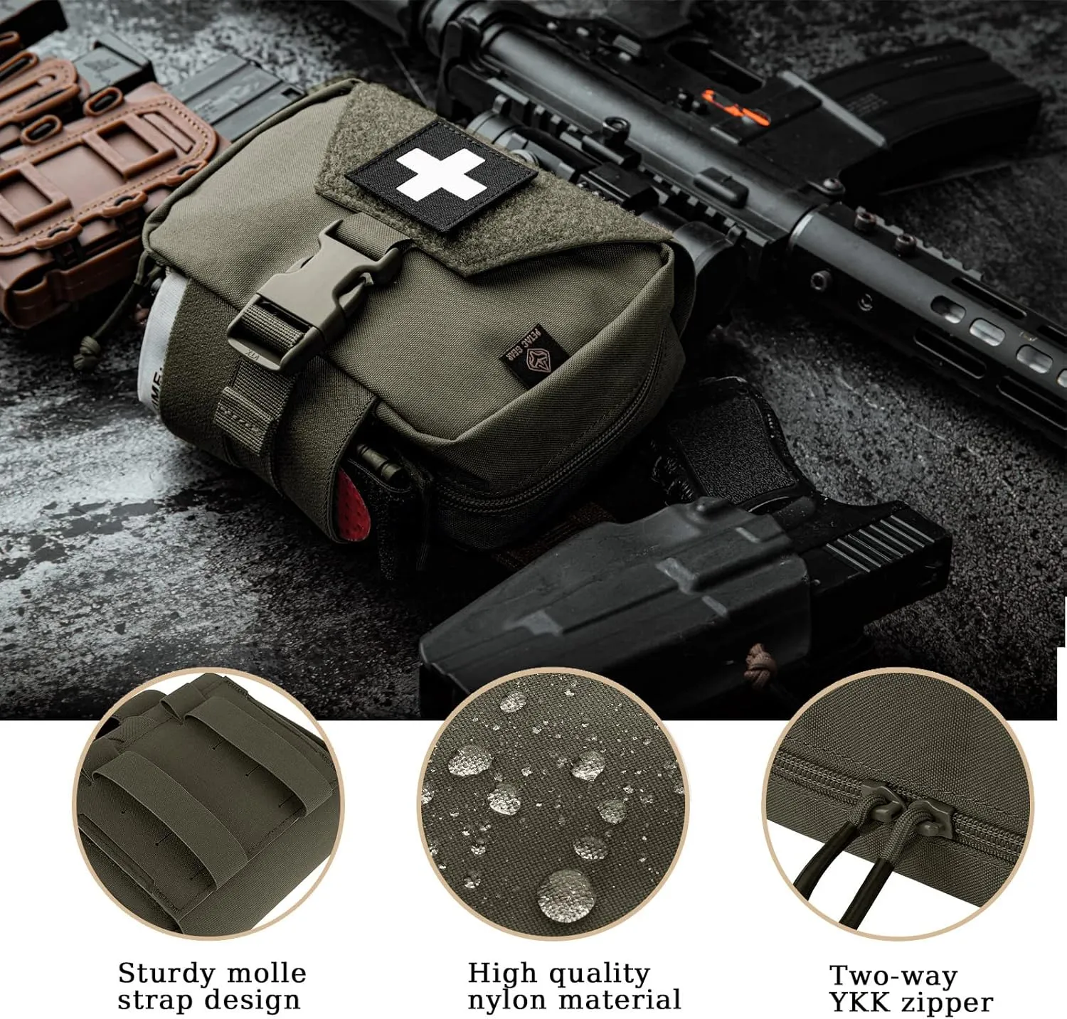 PETAC GEAR Tactical Rip Away Medical Pouch Tear Off First Aid IFAK Pouch Molle & Belt Horizontal Outdoor Emergency Survival Bag …