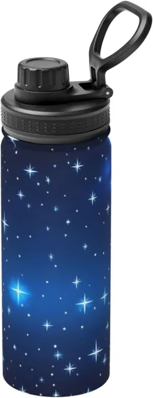 PHAYAH Blue Star Pattern Camping Hiking Hydration Flask Stainless Steel, Double Walled & Vacuum Insulated Water Bottle