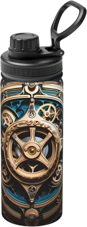 PHAYAH Cool Steampunk Gears Camping Hiking Hydration Flask Stainless Steel, Double Walled & Vacuum Insulated Water Bottle