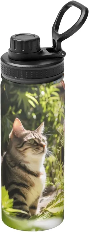 PHAYAH Elegant Cat Camping Hiking Hydration Flask Stainless Steel, Double Walled & Vacuum Insulated Water Bottle