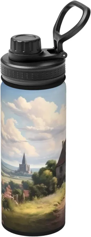 PHAYAH Fairytale Countryside Camping Hiking Hydration Flask Stainless Steel, Double Walled & Vacuum Insulated Water Bottle