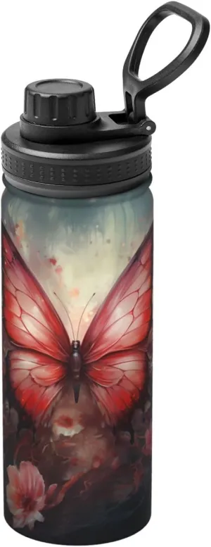 PHAYAH Fantasy Flower Butterfly Camping Hiking Hydration Flask Stainless Steel, Double Walled & Vacuum Insulated Water Bottle