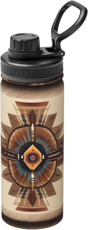 PHAYAH Native American Painting Camping Hiking Hydration Flask Stainless Steel, Double Walled & Vacuum Insulated Water Bottle