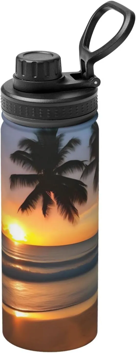 PHAYAH Sunset Beach Camping Hiking Hydration Flask Stainless Steel, Double Walled & Vacuum Insulated Water Bottle