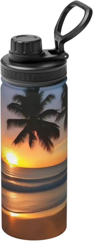 PHAYAH Sunset Beach Camping Hiking Hydration Flask Stainless Steel, Double Walled & Vacuum Insulated Water Bottle
