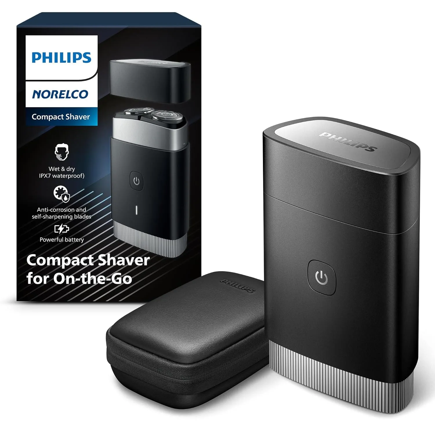 Philips Norelco Portable Shaver, On-The-Go Wet and Dry Electric Shaver, ComfortCut Blade System, 3D Floating Heads, Compact Design, Powerful Battery, Model PQ888/81