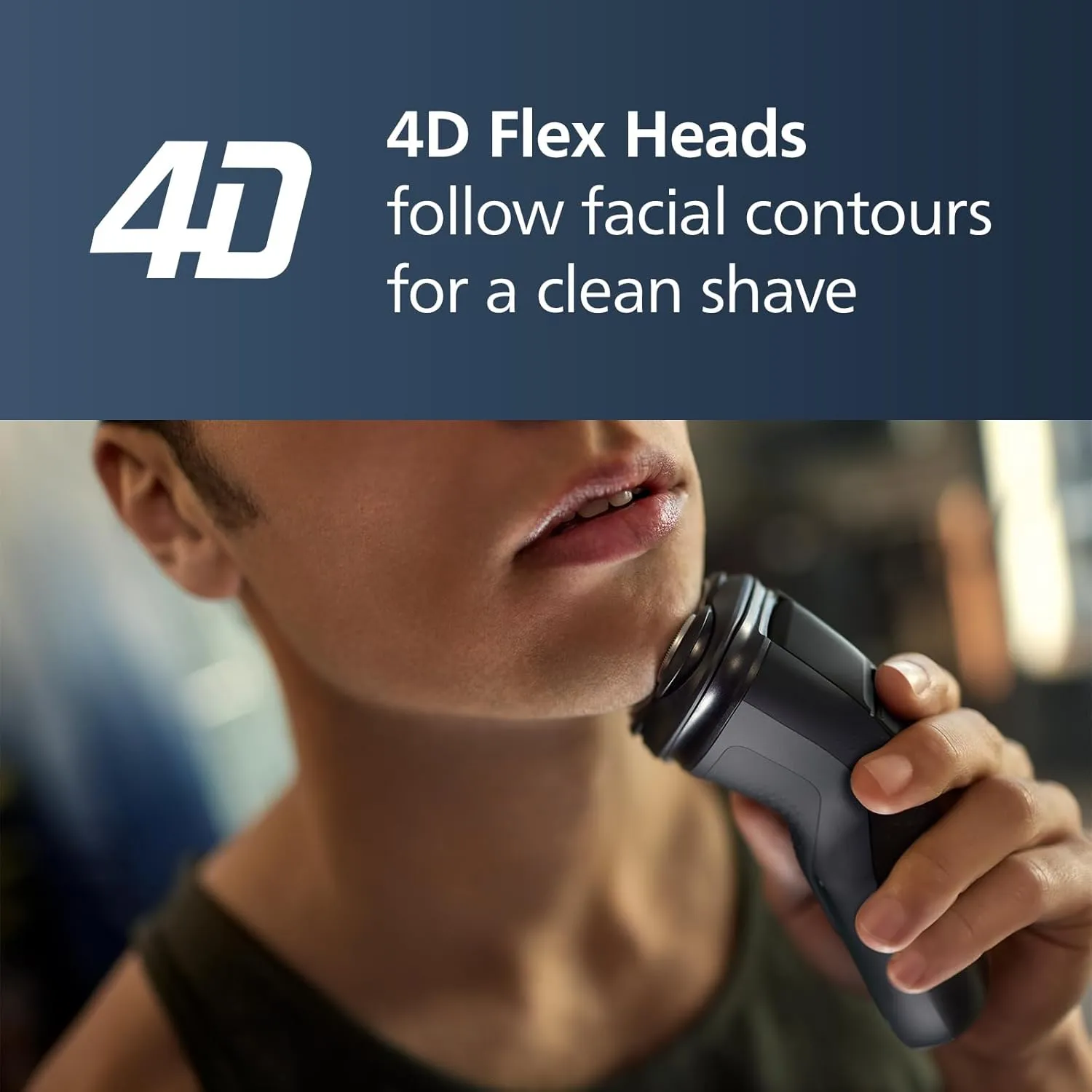 Philips Norelco Shaver 1100 Series, Dry Electric Shaver, 27 Self-Sharpening ComfortCut Blades, 4D Floating Heads, P-Cap, Deep Black, Model S1016/90