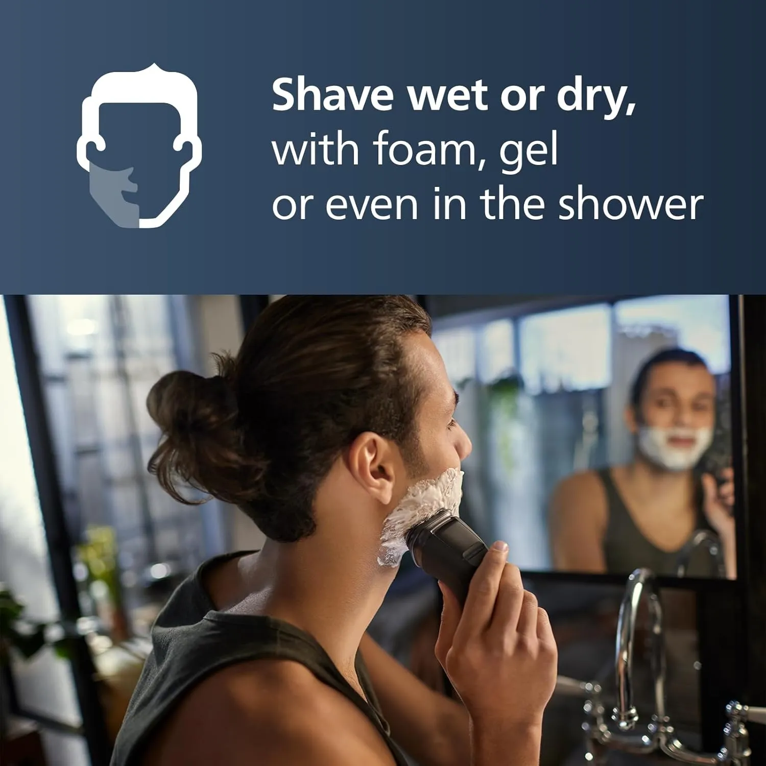 Philips Norelco Shaver 1100 Series, Dry Electric Shaver, 27 Self-Sharpening ComfortCut Blades, 4D Floating Heads, P-Cap, Deep Black, Model S1016/90