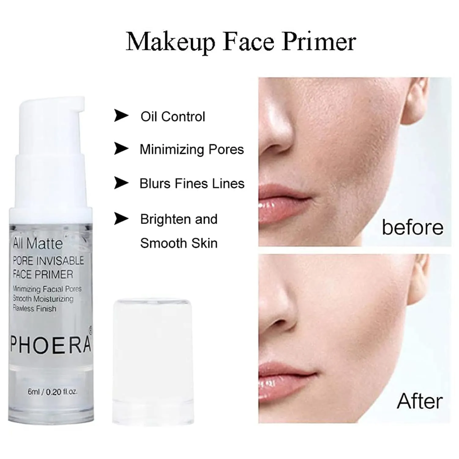 PHOERA Foundation Makeup for Wome Full Coverage Foundation Set,Face Primer Foundation Brush Powder Brush,5 Makeup Sponge,30ml PHOERA 24HR Matte Oil Control Concealer (101 Porcelain   102 Nude)