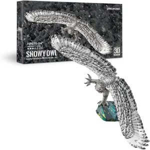 Piececool 3D Metal Puzzles for Adults, Snowy Owl Model Kits, Difficult DIY Assembling Metal Crafts Building Kits Christmas Birthday Gifts
