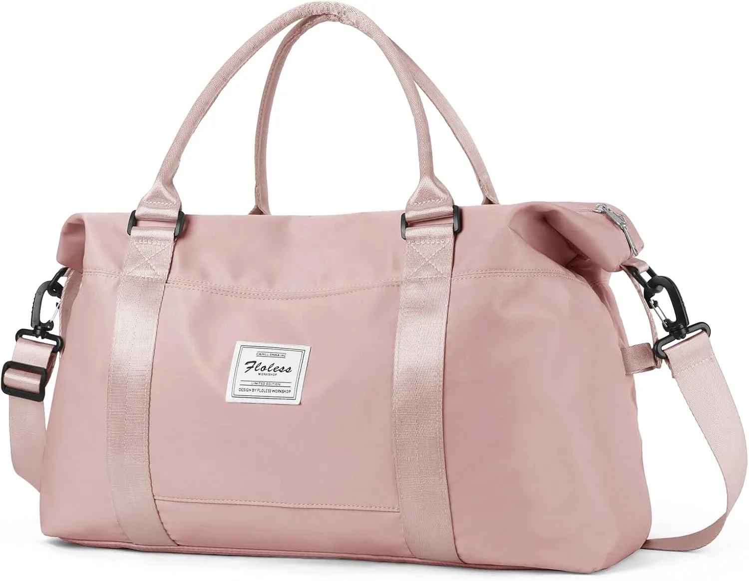 Pink Gym Bag with Wet Pocket, Foldable Travel Duffle Bag Carry On Weekender Bags for Women, Waterproof Overnight Bag for Travel, Gym, Yoga