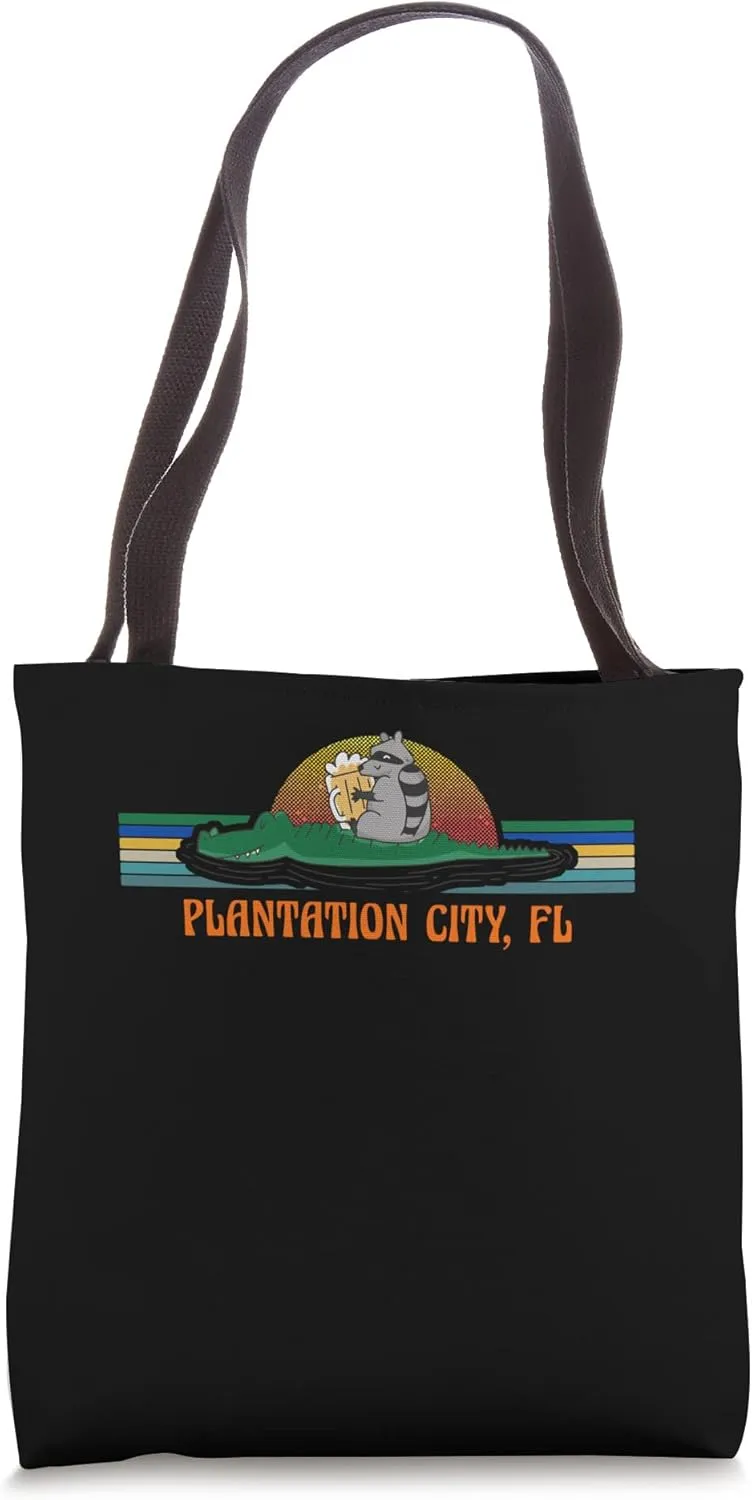 Plantation city, FLorida Native Vacation Raccoon on Tote Bag