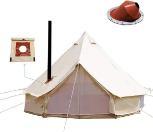 Playdo 4-Season Waterproof Cotton Canvas Bell Tent Wall Yurt Tent with Stove Hole for Outdoor Camping Hunting Hiking Festival Party