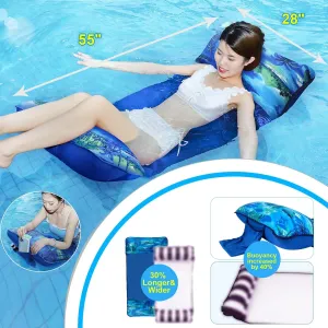 Pool Hammock，XL Hammock Floaties for Adults,Inflatable Lake Float Swimming Pool Lounger, Fabric Mesh Floating Heavy Duty up to 300 LBS, 5-in-1 Multi-Purpose Pool Floating Toys Vacation Fun and Rest
