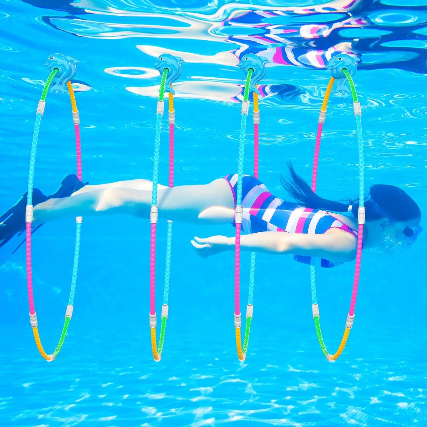 Pool Toys for Kids, 4-Packs Swim Through Rings Pool Diving, Water Toys Pool Rings Underwater Swimming Toys, Ideal Gifts Pool Hoop Accessories Toys for Boys/Girls Ages 3-12