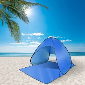 Pop Up Beach Tent for 2-3 Person, UPF50  Anti-UV Sun Shelter w/Storage Bag, Portable Waterproof Instant Sun Shade Canopy for Outdoor Beach Camping Hiking Travel Family, Blue