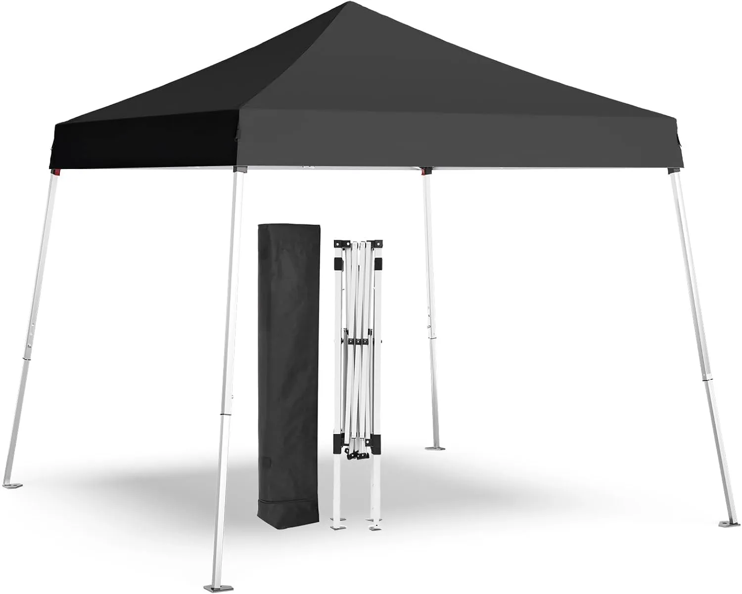 Pop-up Canopy Tent,Portable Outdoor Canopy for Parties Camping,Slant Legs Folding Tent,Sports Shelter,Beach Tent,Base 10x10 Top 8x8,3 Adjustable Height(Black)