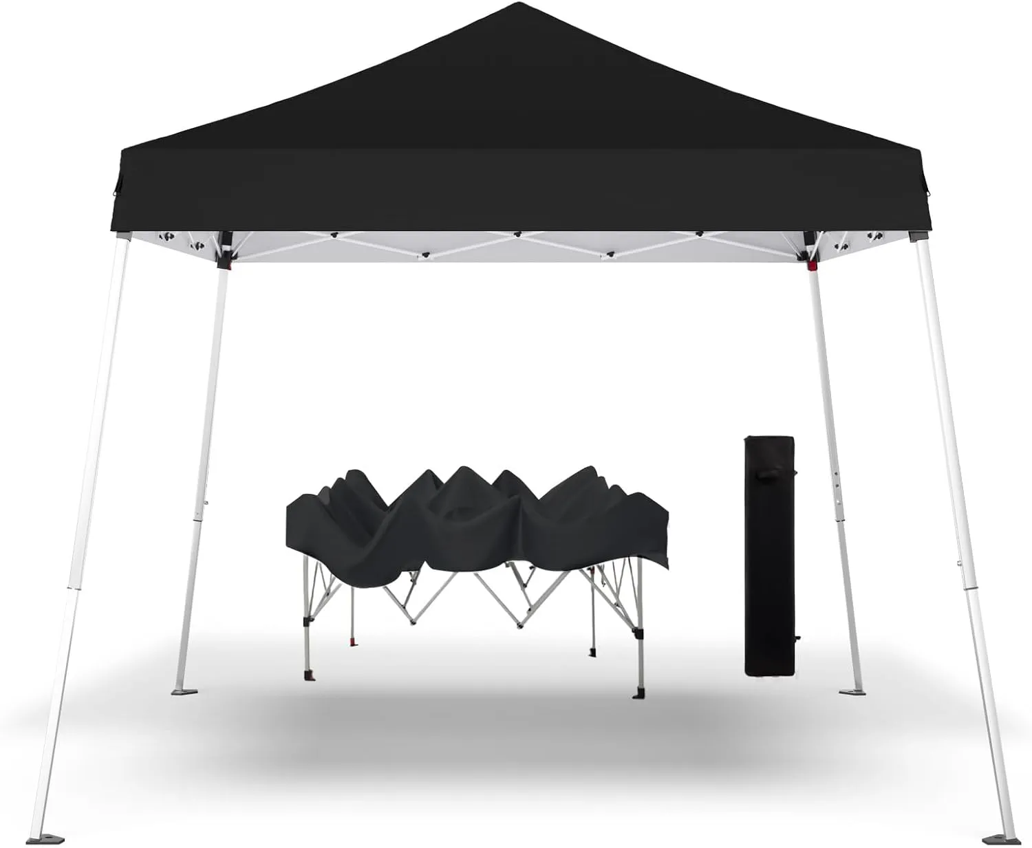 Pop-up Canopy Tent,Portable Outdoor Canopy for Parties Camping,Slant Legs Folding Tent,Sports Shelter,Beach Tent,Base 10x10 Top 8x8,3 Adjustable Height(Black)