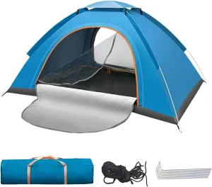 Pop up Tent | Family Tent Camping Supplies | Waterproof Windproof Sun Shelter Easy Setup with Carry Bag, 2 Person Cabin for Fishing Hiking Travel Accessories