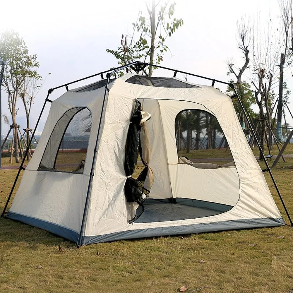 Pop Up Tents with Porch for Camping Instant Tent 3-4 Person Double Layer Automatic Family Tent Easy Setup for Camping Hiking Mountaineering