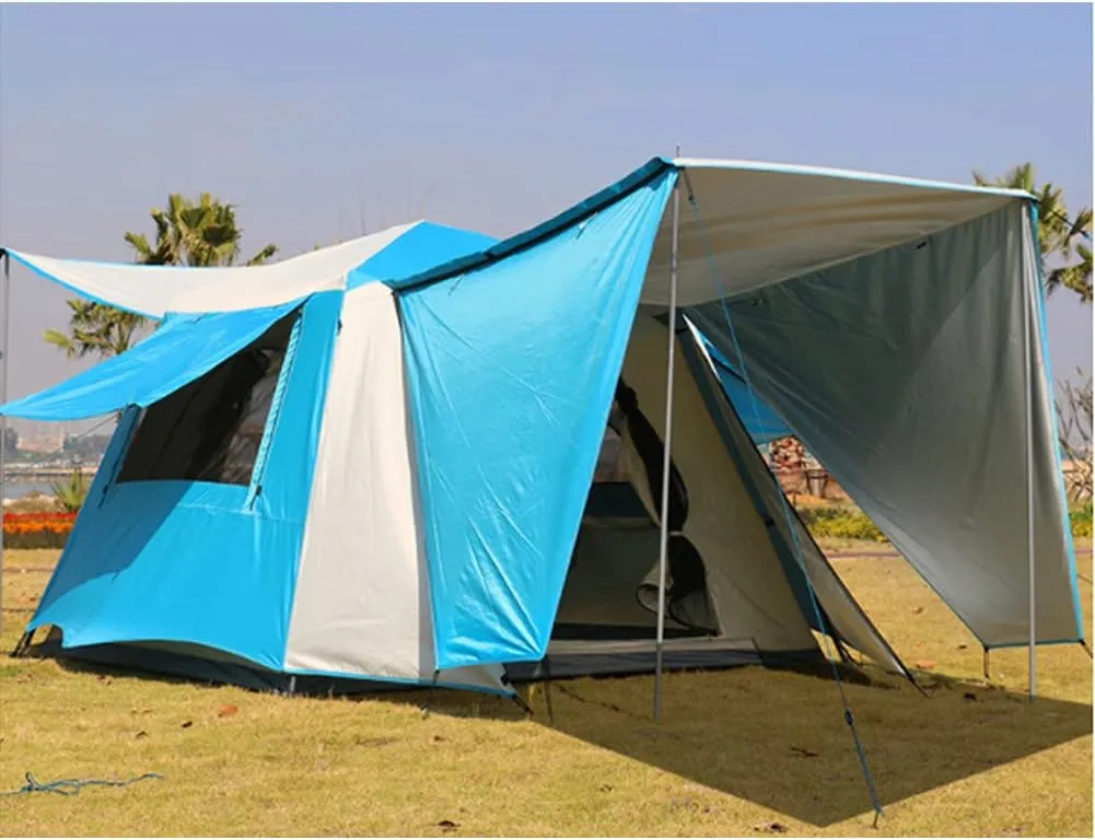Pop Up Tents with Porch for Camping Instant Tent 3-4 Person Double Layer Automatic Family Tent Easy Setup for Camping Hiking Mountaineering
