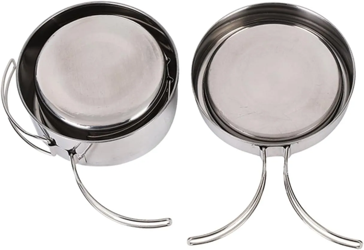 POPETPOP Outdoor Cooking Pan Set Portable Camping Cooking Pot Combined Cookware Bowl Accessories Easy Cleaning for Camping Hiking