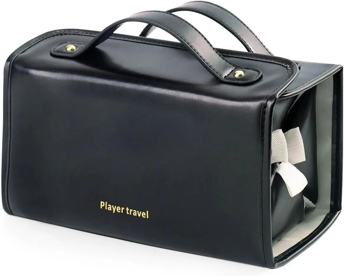 Portable 4-in-1 Foldable makeup Bag Leather Waterproof Cosmetic Bag Travel Toiletry Bag 4 Detachable Clear Multi Compartment Roll up Makeup Bag Hanging Makeup Bag