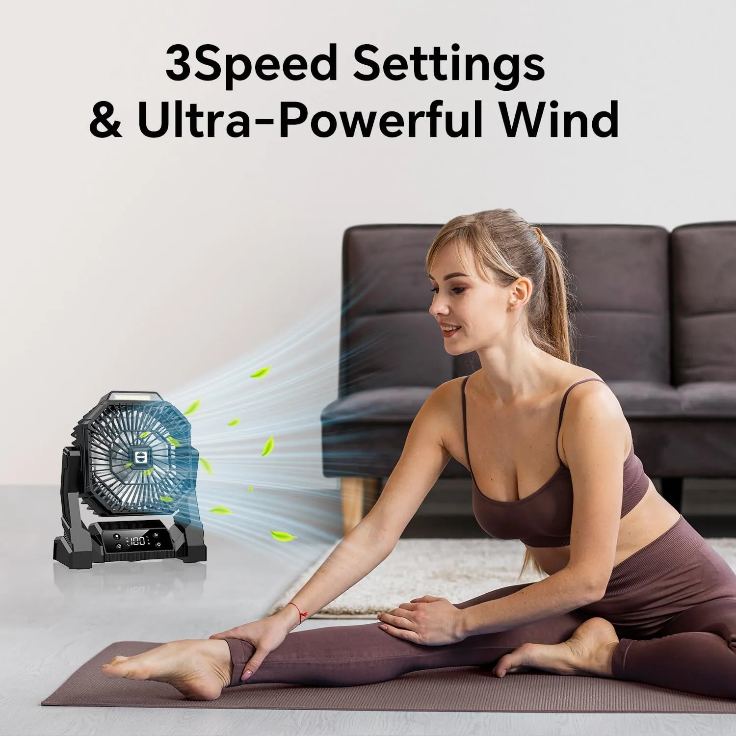 Portable Camping Fan with LED Lantern, 30000mAh Rechargeable Battery Operated Fan with 3 Speeds & Digtal, Personal USB Table for Camping Essential ＆ Hurricane-Ready