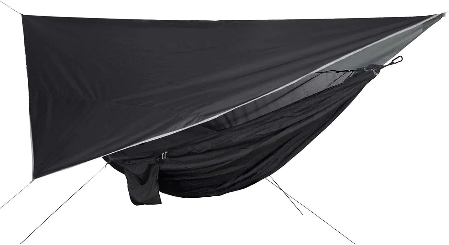 Portable Camping Hammock with and Waterproof Canopy for Outdoor Adventures, Black and Black