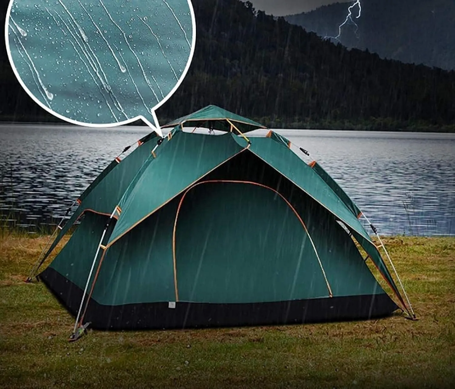 Portable Campitent Campitent for 3-4 Person Double Layer Automatic Pop up Tent with Carry Bag, Suitable for Hikioutdoor (Orae a)
