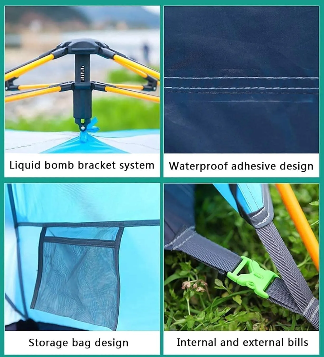 Portable Campitent Campitent for 3-4 Person Double Layer Automatic Pop up Tent with Carry Bag, Suitable for Hikioutdoor (Orae a)