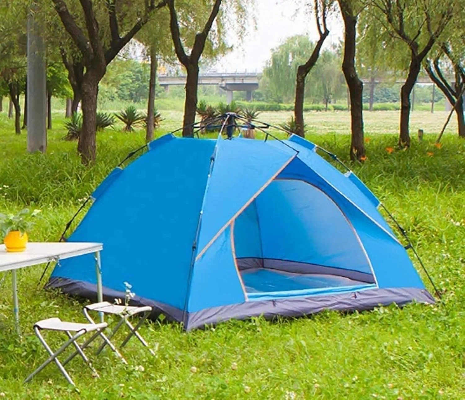 Portable Campitent Campitent for 3-4 Person Double Layer Automatic Pop up Tent with Carry Bag, Suitable for Hikioutdoor (Orae a)