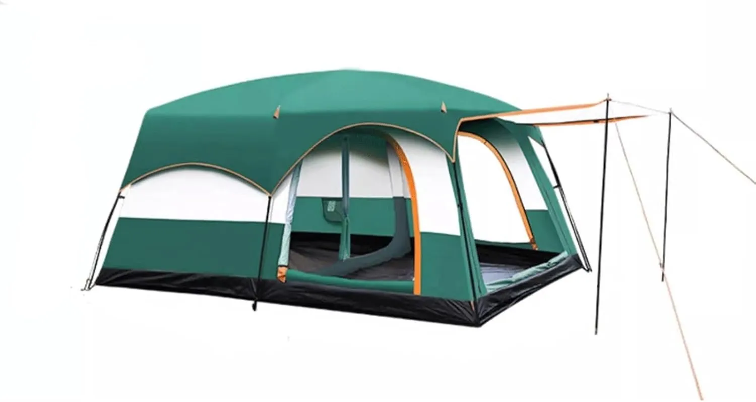 Portable Folding Tent for Camping, can Sleep 12 People, Large Space, 2 Rooms and 1 Living Room, Sun-Proof, Waterproof and Windproof, Four-Season Outdoor Tent