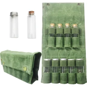 Portable Outdoor Waterproof Camping Seasoning Container Kit with 9 Jars, Spice Jars Kit for Travel/Camping
