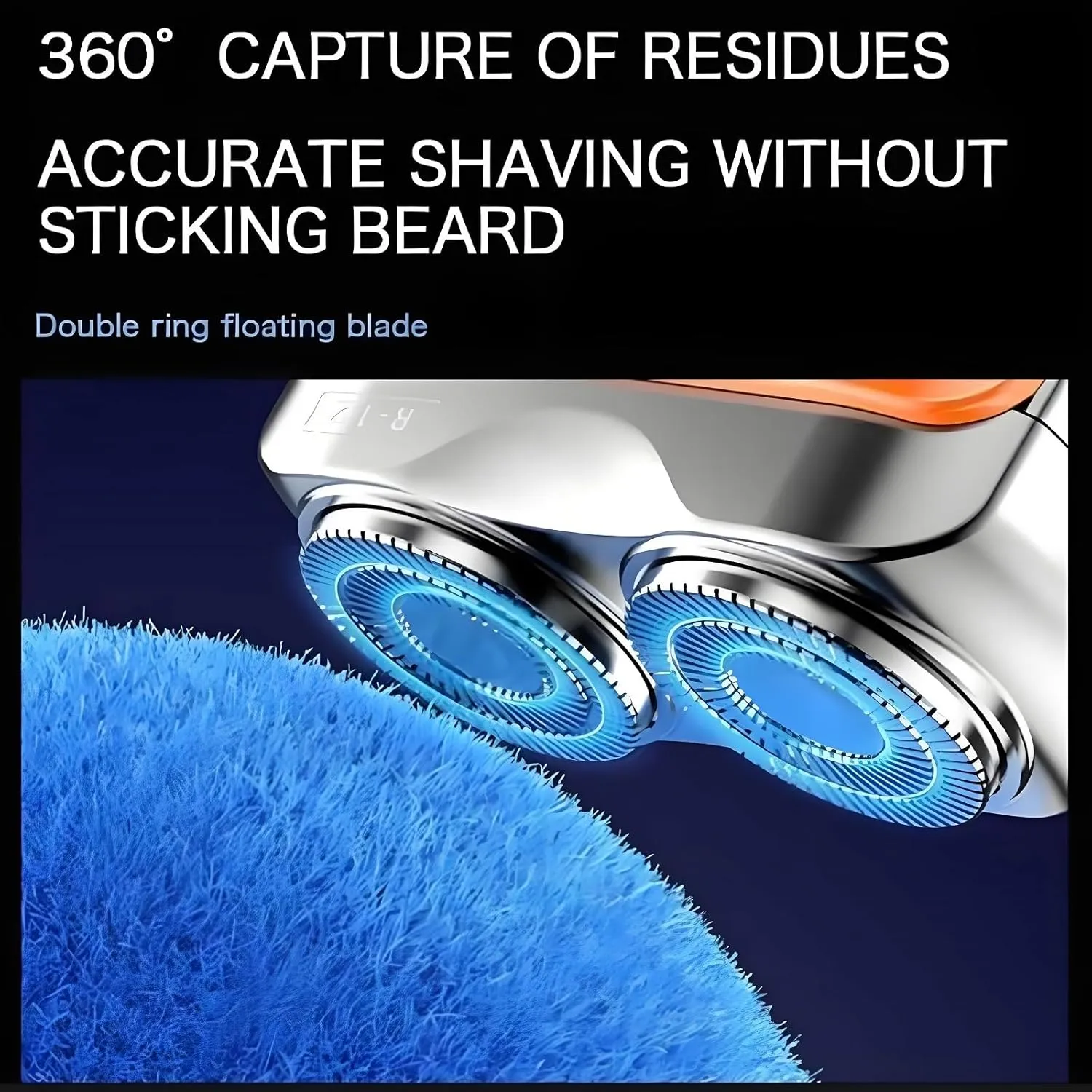 Portable Rotary Dual Ring Electric Shaver, Portable Mini Small Steel Cannon Rotary Dual Ring Electric Shaver,Washable Double Head Razor, Waterproof Razor for Home Travel(Orange,R18)