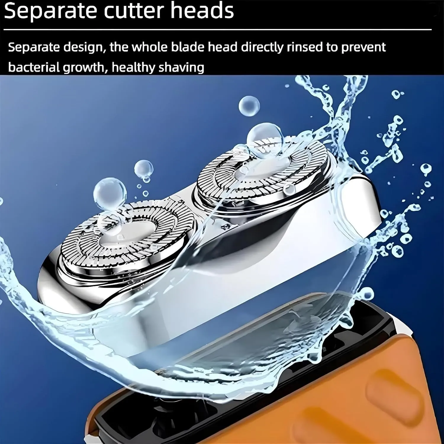 Portable Rotary Dual Ring Electric Shaver, Portable Mini Small Steel Cannon Rotary Dual Ring Electric Shaver,Washable Double Head Razor, Waterproof Razor for Home Travel(Orange,R18)