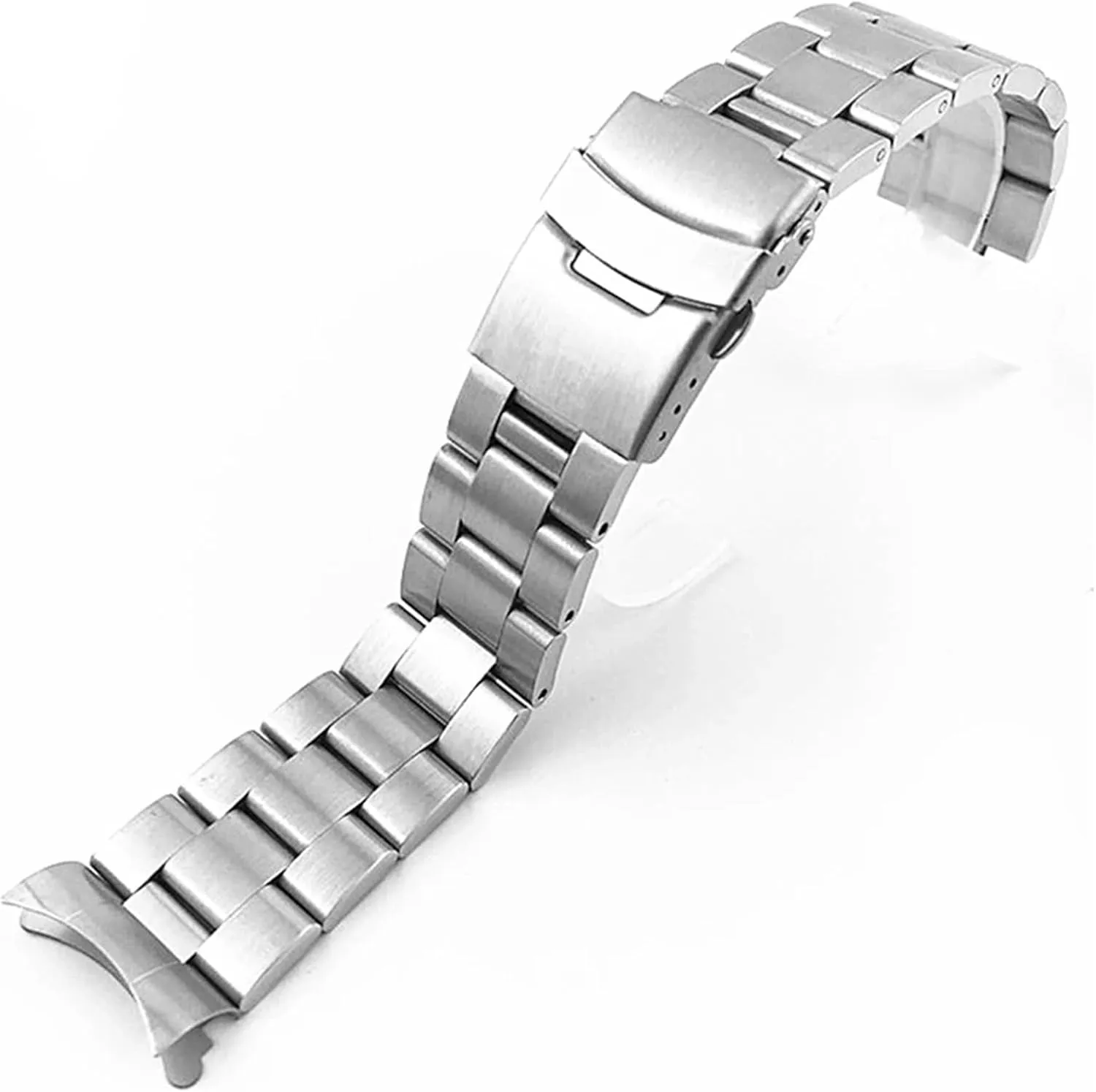 Premium Stainless Steel Watch Band With Curved Ends Bracelet For Men Women Silver Black Matte Durable