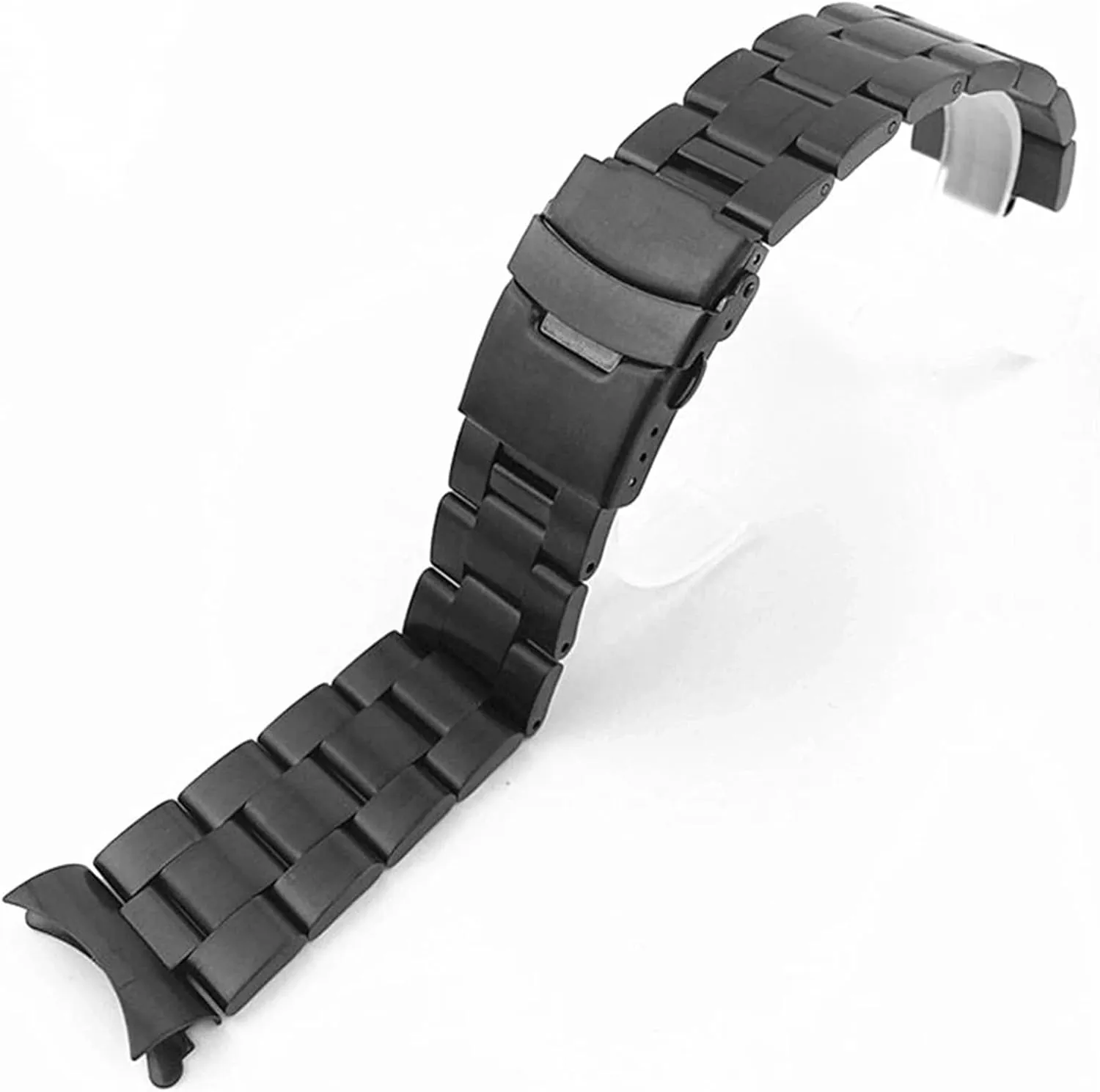 Premium Stainless Steel Watch Band With Curved Ends Bracelet For Men Women Silver Black Matte Durable