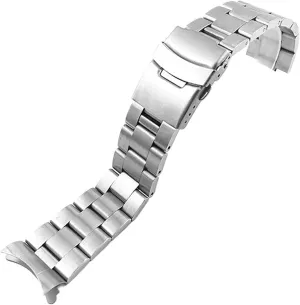 Premium Stainless Steel Watch Band With Curved Ends Bracelet For Men Women Silver Black Matte Durable